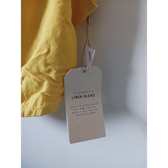 Midnight Sky Juniors Cropped Tank Top Sleeveless Linen Blend Yellow Size L NWT - Picture 5 of 8